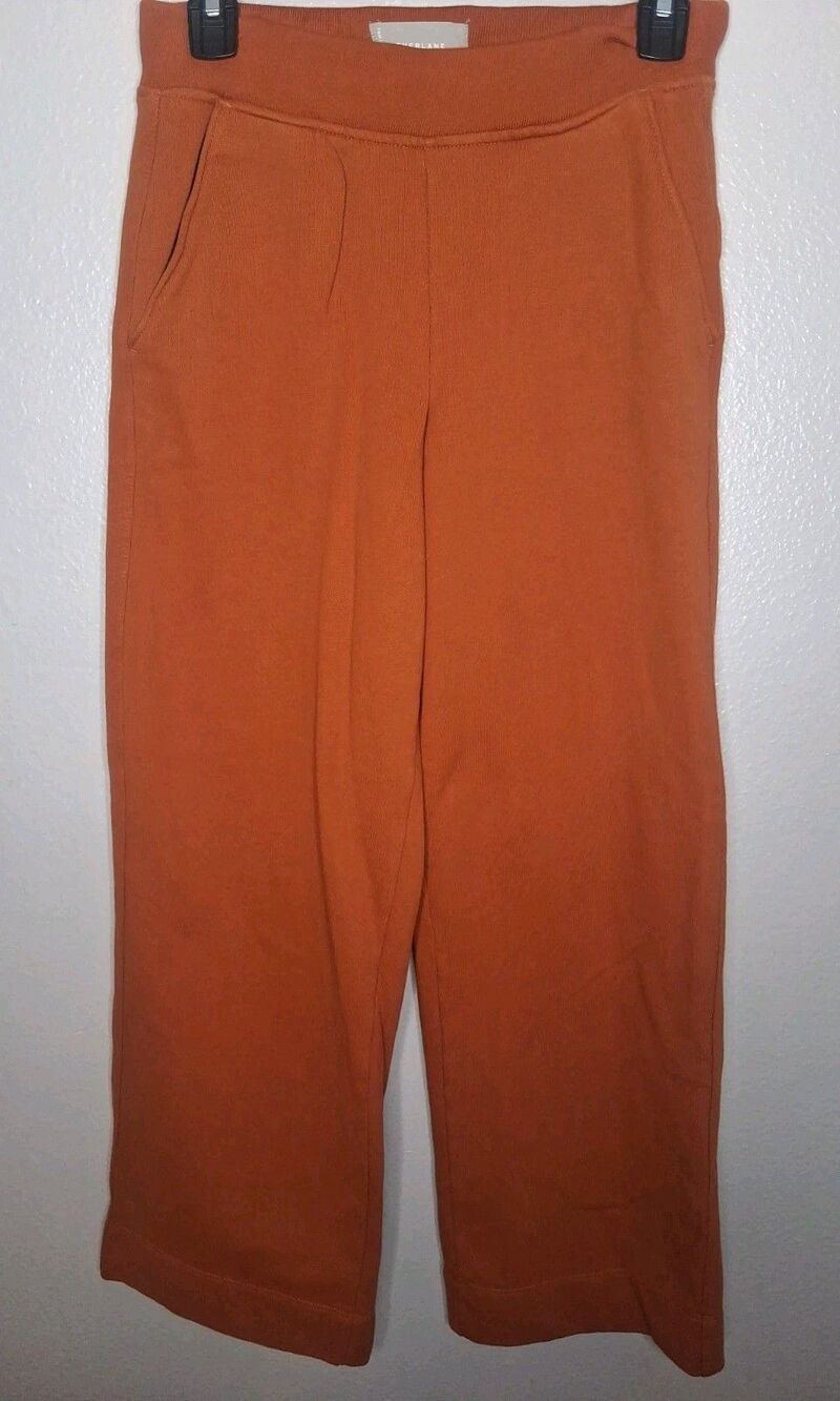 Everlane Organic Cotton Flare Lounge Pants Honey Orange Elastic Waist Pockets XS